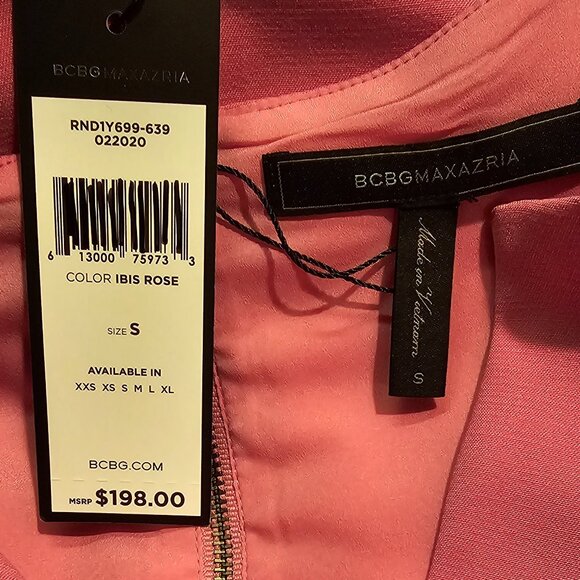 NWT BCBGMAXAZRIA (SM) Joslynn Peplum Top Ibis Rose - Picture 6 of 7